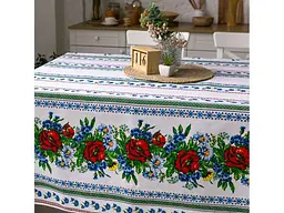 Скатертина ПЛАТКИ-ОПТ 150*220 традиція "Волошки" (розкладний стіл)