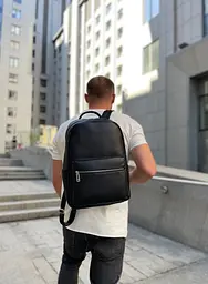 Чоловічий шкіряний рюкзак міський для ноутбука та документів чорний Tiding Bag 81809 - мініатюра 6