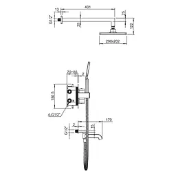 Душова система прихованого монтажу з термостатом Koer KB-67011-01 KR4726, Хром - мініатюра 2