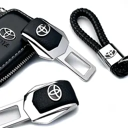 Автонабір №10 для Toyota / заглушки ременя безпеки з логотипом / брелок і чохол для ключів / шкіра наппа - мініатюра 2