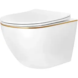 Підвісний унітаз Rea Carlo Mini Tornado NFQ безободковий 49x35,5 см white із краєм gold REA-C6801