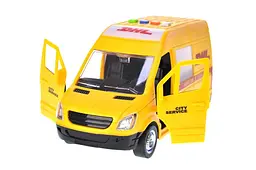 Іграшковий мікроавтобус Служба доставки DHL 1:16 інерційний світлозвукові ефекти WY591C у коробці р.27х16,5х11,5см - мініатюра 3