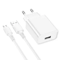 Адаптер мережевий Borofone Micro USB Cable Aspirer BA74A та кабель комплект білий - мініатюра 5