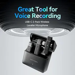 Бездротовий підвійний петличний мікрофон Vention USB-C 2-Pack Wireless Lavalier with Charging Case - мініатюра 7
