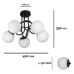 Люстра кульки модерн Levistella 7529910-5 BK+WH - мініатюра 2