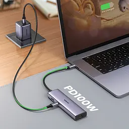 Док-станція USB3.1 Type-C --> HDMI 4K60Hz/USB 3.0x2/RJ45/SD/TF/PD 100W Ugreen CM512 Сіра - мініатюра 7