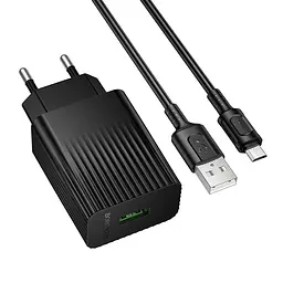 Мережевий зарядний пристрій з кабелем Borofone BAS72A Source single port QC3. 0 charger set(Micro) чорний