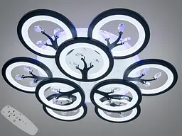 Стильна LED люстра Dasha 8135/6+3BK LED 3color чорна, з пультом і димером 64 см