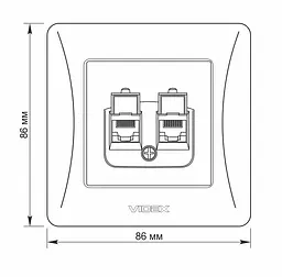 Розетка Videx Binera CAT6+CAT6 подвійна комп'ютерна біла (VF-BNSK2PC6-W) - мініатюра 5