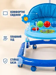 Дитячі ходунки з ігровою панеллю, ручкою та козирком блакитні (49676181) - мініатюра 7