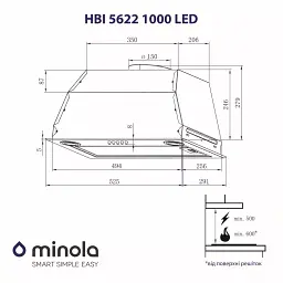 Витяжка повновбудована Minola HBI 5622 I 1000 LED - мініатюра 8