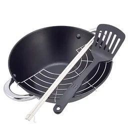Казан чавунний WOK з антипригарним покриттям та аксесуарами для індукції та газу 3.6 літра KM-4806MR, Kamille 87483 - мініатюра 6