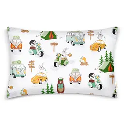 Дитяча постільна білизна в ліжечко FOREST ANIMALS CS6, зелений (AnimalsCamping_Cappuccino110x160_140) - мініатюра 3