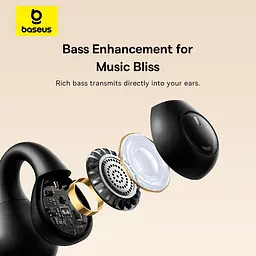 Бездротові навушники Baseus Bass 15 Clip, Open-Ear True Wireless Earphones, ENC, BT5.4, 40mAh, 400mAh, 8h, black - мініатюра 8