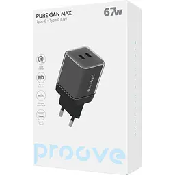 Мережевий зарядний пристрій Proove Pure GaN Max 67W Type-C + Type-C Black [WCPU67022201] [130274] - мініатюра 2