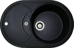 Кухонна мийка Adamant SHELL чорний металік 770x495x200 мм, з крилом 77 см - мініатюра 1