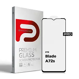 Захисне скло на ZTE Blade A72s з олеофобним покриттям, Pro, повне проклеювання, антистатичний і пиловідштовхуючий шар, 9H, самоклеючеся, 2.5D, на весь екран, антистатичний клей, ArmorStandart (ARM68739)