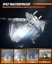 Світлодіодна LED лампа для фар SEALIGHT H7 18000lm 6500K, холодне біле світло, 500% яскравості, розмір 1:1 - мініатюра 5