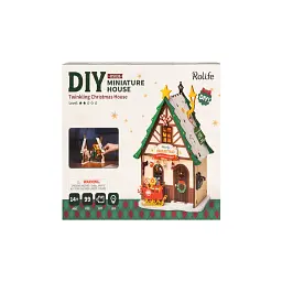 Конструктор Robotime Rolife дерев'яний 3D Мерехтливий різдвяний будиночок (DS036) - мініатюра 3