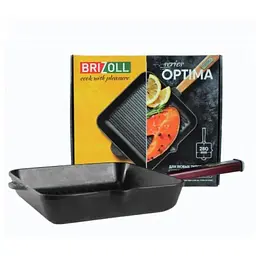 Сковорода-гриль Brizoll Optima-Bordo квадратна з ручкою 28х28х5 см (О282850G-P2) - мініатюра 3