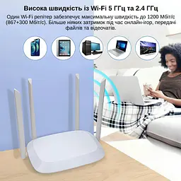 Маршрутизатор XON SmartLink X1200S5 1200Мбіт/с 5/2.4 ГГц Чорний (CNSWSW024412B 4142) - мініатюра 5