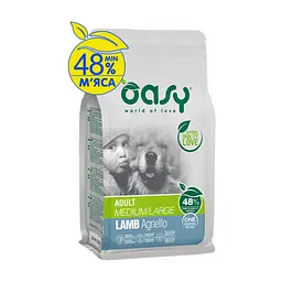 Сухий корм для собак OASY One Animal Protein ADULT Medium/Large з ягням 2.5 кг (8053017348650)
