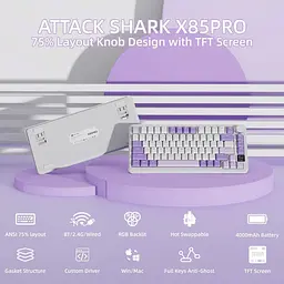 Клавіатура Attack Shark X85 Pro RGB Linear Blueberry Switches Wireless Lavender (AS-6972792471105-L) [166722] - мініатюра 2