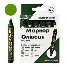 Маркер для розмітки - Універсальна крейда воскова, зелений, 12шт. CW606116 - мініатюра 1