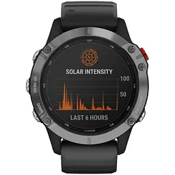 Смарт-годинник Garmin Fenix ​​6 Solar Silver with black band (010-02410-00) () - мініатюра 2