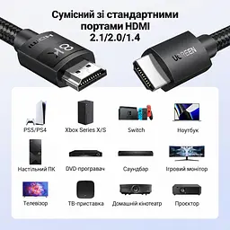 Кабель HDMI UGREEN HD150 2.1 8K 60 Гц 10 м чорний (95966) - мініатюра 2