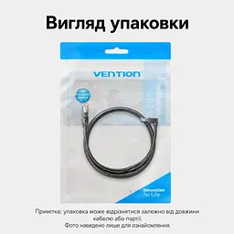 Мережевий кабель Ethernet Vention 1 м патч-корд RJ45 прямий штекер і кутовий штекер 90° вниз Cat.6 до 1000 Мбіт/с UTP чорний (IBWBF) - мініатюра 13