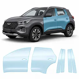 Антигравійна захисна бронеплівка за лекалами для Chery Tiggo 4 Pro 2023- зони дверей і стійки вікон