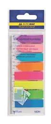 Стікери-закладки пластикові, 12х45 + 12х42 мм, 8 видів по 25 аркушів NEON BM.2307-98 Buromax