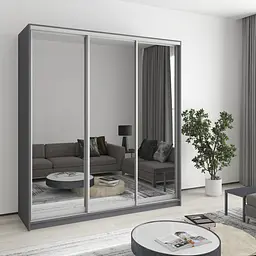 Шафа-купе тридверна MebelStar Комбо AL 3 Дзеркала 190x45x240 см Антрацит (MBS-1706)