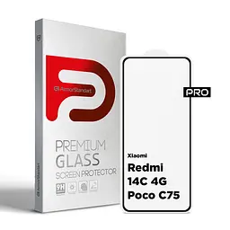 Захисне скло на Xiaomi Redmi 14C 4G/A4 5G Poco C75 4G з олеофобним покриттям, Pro, повне проклеювання, антистатичний і пиловідштовхуючий шар, 9H, самоклеючеся, 2.5D, на весь екран, антистатичний клей, ArmorStandart (ARM79332)
