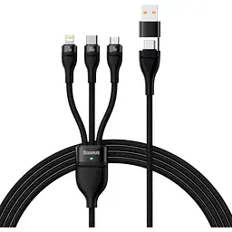 Кабель Baseus Flash Series Ⅱ 3-in-2 Cable USB+Type-C to MicroUSB+Lightning+Type-C 100W 1.2m CASS030101 Black