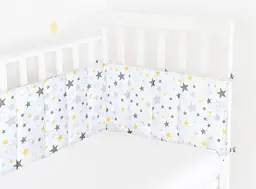 Бортики в дитяче ліжечко 30x60 YELLOW STAR, білий (WeltBed_StarYellowGrey_White_30x60) - мініатюра 2