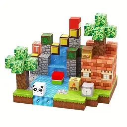 Магнітний конструктор Minecraft 150 шт по грі Майнкрафт Ліс та панди Mk001006.1 - мініатюра 8