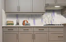 Вініловий кухонний фартух Гліцинія наклейка для кухні ПВХ висячі Квіти Бежевий 60х250 см Happy Pocket Z181513 - мініатюра 5
