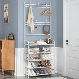 чорна Універсальна вішалка для одягу New simple floor clothes rack 5 полиць - мініатюра 2