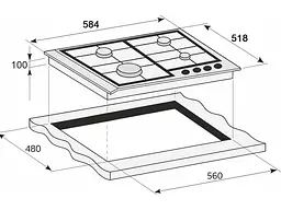 Газова варильна поверхня Prime Technics PGH 50043 FGBC - мініатюра 3