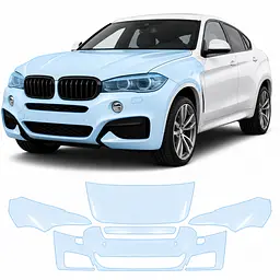 Антигравійна захисна бронеплівка за лекалами для BMW X6 F16 2014-2019 - передня частина авто (капот бампер фари крила)