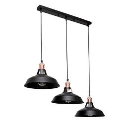 Підвісний світильник LED Levistella 7526857F2-3 BK (500), 3 лампи E27, чорний метал, сучасний стиль для дому