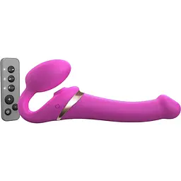 Безремінний вібрострапон з вакуумною стимуляцією Strap-On-Me MULTI ORGASM Fuchsia M