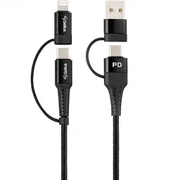 USB кабель Gelius Pro Unimog 2 4in1 USB-A/Type to Type-C/Lightning 18W 1 м GP-UC106 Black