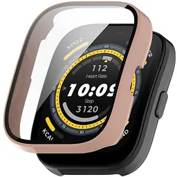 Чохол-накладка DK для Xiaomi Amazfit Bip 5 Пластик Gloss Скло Full Cover Pink