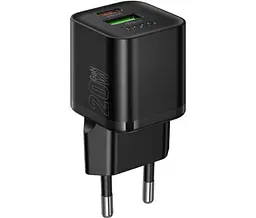 Мережевий зарядний пристрій Hoco N65 20W USB QC3.0 + Type-C PD швидка зарядка - Black - мініатюра 3