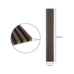 Декоративна стінова рейка Sticker Wall  160x23x3000мм (D) SW-00001535 Темно-коричнева - мініатюра 3