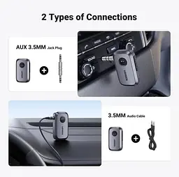 Адаптер Ugreen Bluetooth 5.3 приймач Hi-Res 3.5 мм minijack AUX - Type-C кодеки AAC, SBC стерео з акумулятором на 15 годин Два - мініатюра 7