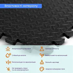 Підлога пазл - модульне покриття для підлоги Sticker Wall SW-00001169 Чорне 600x600x10мм - мініатюра 2